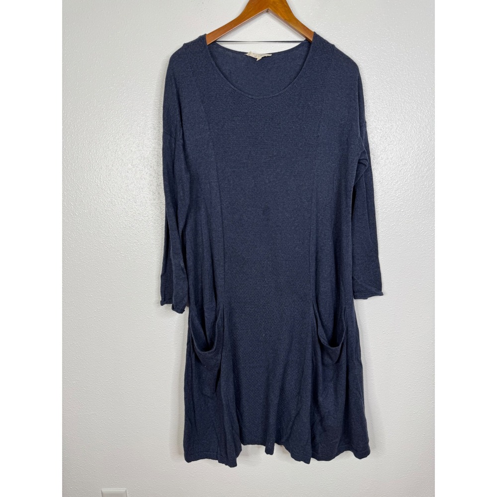 Seasalt Cornwall Heartfelt Dress Navy Blue Cotton Wool Blend Knit Long Sleeve 14